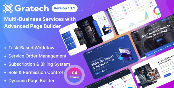 Gratech - Multi-Business Services with Advanced Page Builder & Workflow Tools