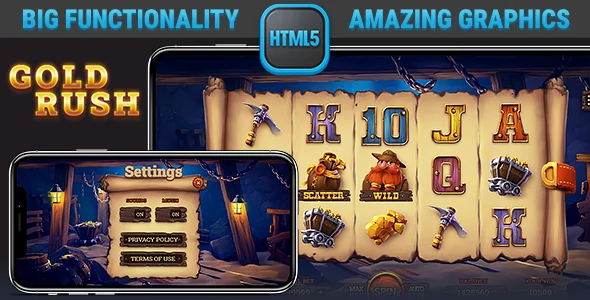 HTML Responsive Slot • Gold Rush Casino Game