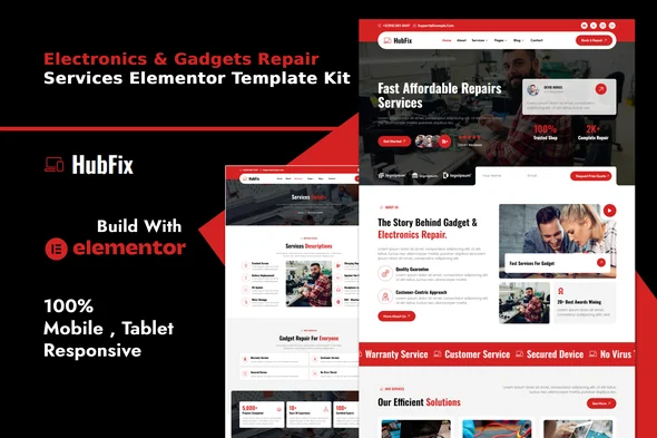 HubFix - Gadgets & Electronics Repair Services Elementor Template Kit