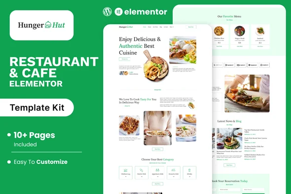 HungerHut - Restaurant & Cafe Elementor Template Kit