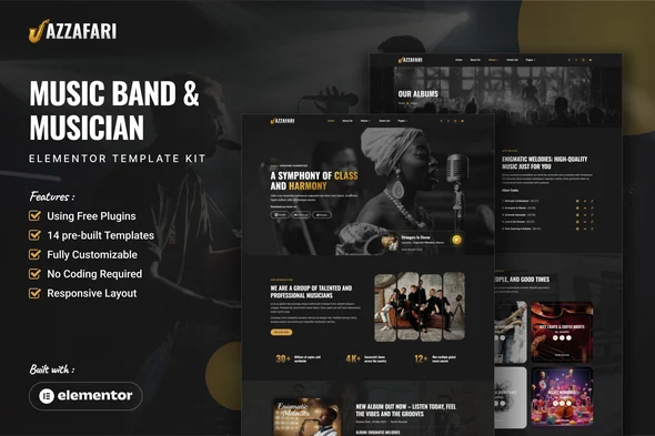 Jazzafari - Music Band & Musician Elementor Template Kit