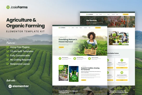 JosieFarms - Agriculture & Organic Farming Elementor Template Kit