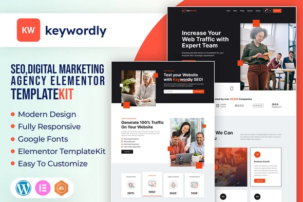 Keywordly - Digital Marketing Agency Elementor Template Kit