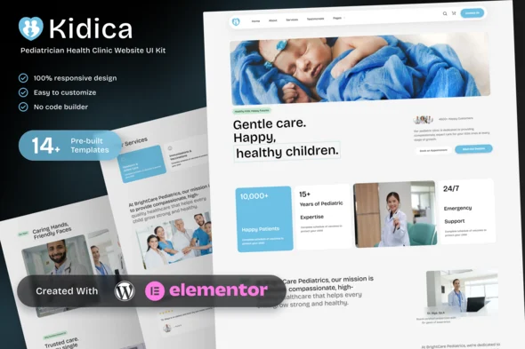 Kidica - Health Clinic & Pediatrician Elementor Template Kit for Childcare Services