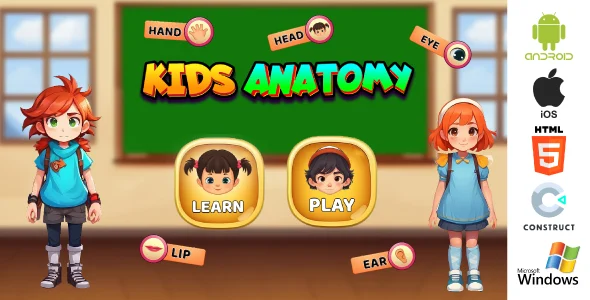 Kids Anatomy Game - Educational Mobile & Web Game | HTML5 + Android + iOS + Windows | Construct 3