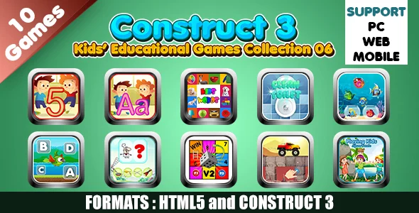 Kids Educational Games Collection 06 (Construct 3 | C3P | HTML5) 10 Games