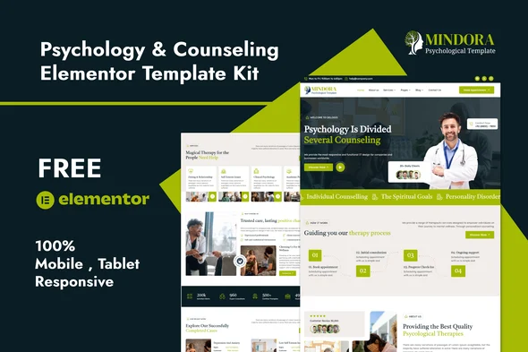 Mindora - Psychology & Counseling Elementor Template Kit