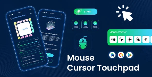 Mouse Cursor Touchpad - Quick Cursor - One-Handed Mode - Remote Mouse - Touchpad for Big Phone Tab