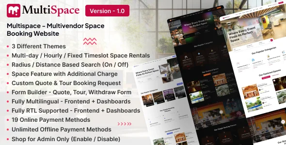 MultiSpace - Multipurpose Space Booking & Rental SaaS Platform (Multivendor)
