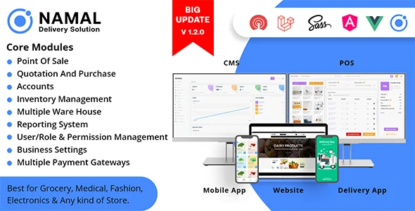 Namal - 5 in 1 Ionic Delivery Solution with POS for Single & Multiple Location Business Brand