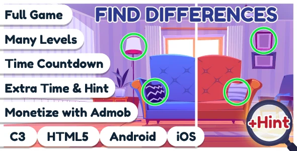 Premium Game - Difference Find & Spot - HTML5 Game (Construct 3)