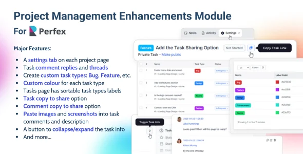 Project Management Enhancements Module for Perfex CRM