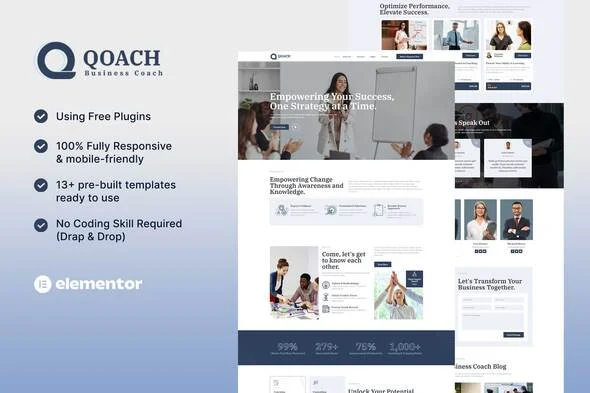 Qoach - Women’s Business Coaching Elementor Template Kit
