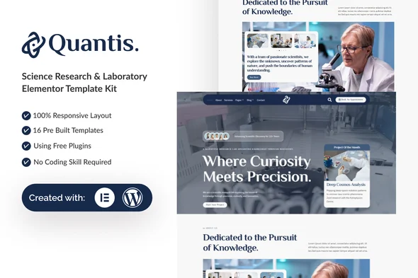 Quantis - Science Research & Laboratory Elementor Template Kit