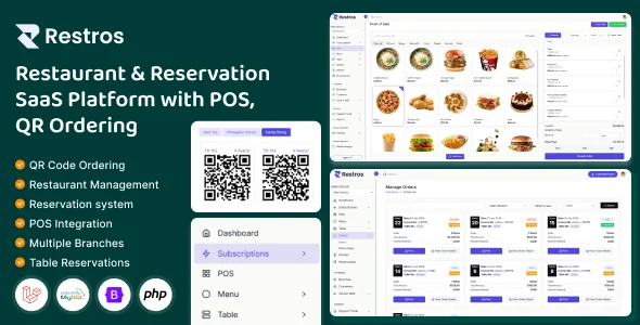 Restros - Restaurant & Reservation Management SaaS with POS, QR & Multi-Branch Support
