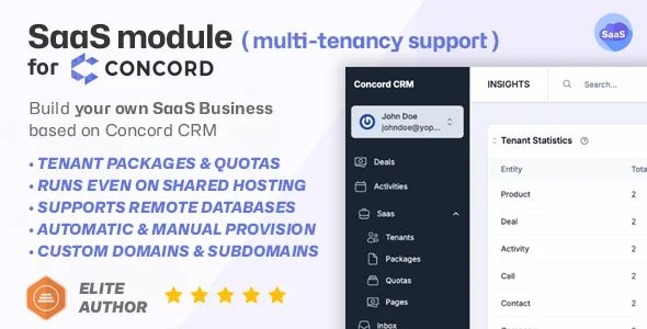 SaaS module for Concord - Transform your CRM into a Powerful Multi-Tenancy Solution