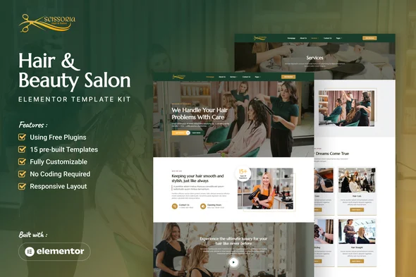 Scissoria - Hair & Beauty Salon Elementor Template Kit