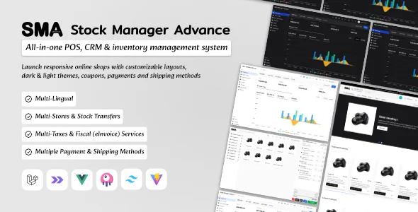 SMA: Sales, Inventory, POS, CRM and eCommerce Solution with multiple Stores, Taxes & Payments