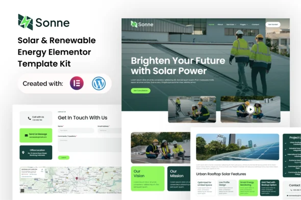 Sonne - Solar & Renewable Energy Elementor Template Kit