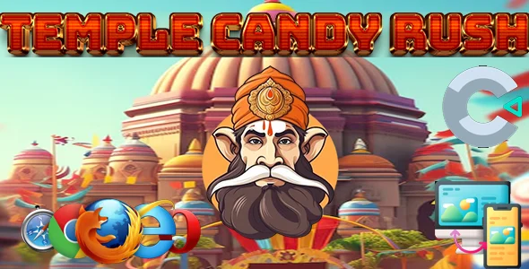 Temple Candy Rush game HTML5 game (Construct 2 & 3) source code template
