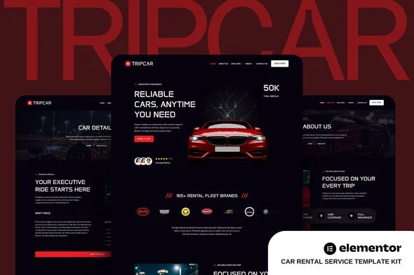 Tripcar - Car Rental Service Website Elementor Template Kit