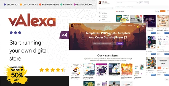 Valexa PHP Script For Selling Digital Products And Digital Downloads