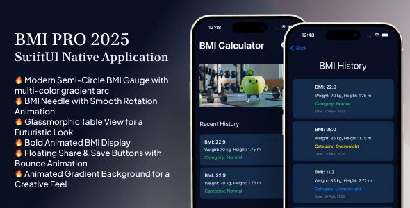 BMI Pro Calculator for iOS -SWIFTUI with Google Ads Supported