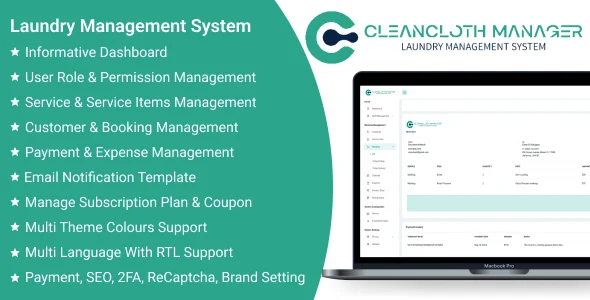 CleanCloth Manager SaaS - Laundry Management System