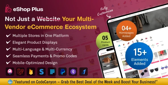 eShop Plus - Multi Vendor eCommerce, Multi Module Website in Laravel