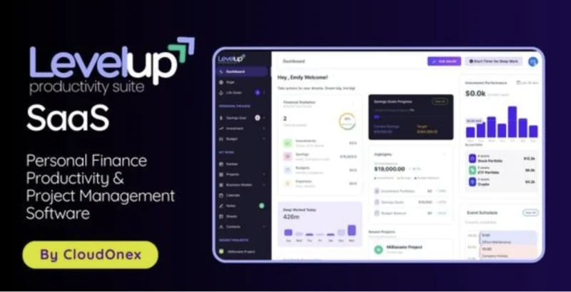 LevelUp SaaS - All-in-One Personal Finance, Productivity & Project Management Suite