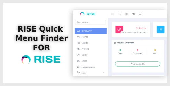 RISE Quick Menu Finder - Smart Sidebar Search for RISE CRM