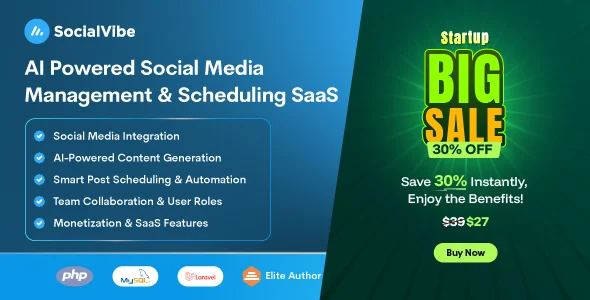 SocialVibe - AI-Powered Social Media Management & Scheduling SaaS