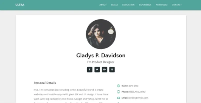 Ultra - Responsive Resume & CV Template