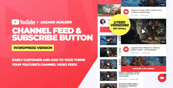 Youtube Channel Feeds and Subscribe Box WordPress Plugin