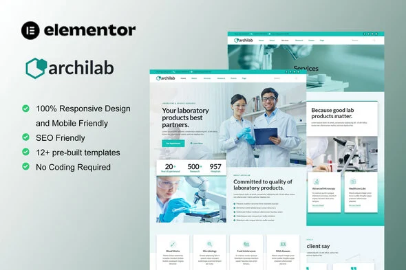 ArchiLab – Research & Laboratory Elementor Pro Template Kit
