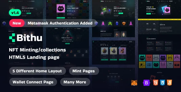 Bithu – NFT Minting/Collection Landing Page HTML5 Template