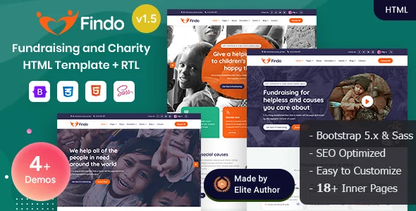 Findo – Fundraising & Charity Bootstrap 5 Template