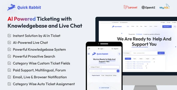 Quick Rabbit - AI Powered Support Ticketing with Knowledgebase and Live Chat