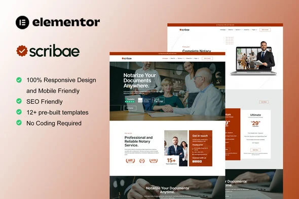 Scribae – Notary & Legal Service Elementor Template Kit
