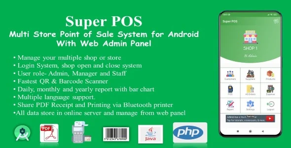 Super POS-Multi Store Point of Sale System for Android with Web Admin Panel