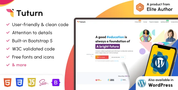 Tuturn – Online tuition and tutor marketplace HTML Template