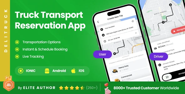 4 App Template| Truck Delivery Booking | Truck Logistics | Delivery Management Solution | DeliTruck