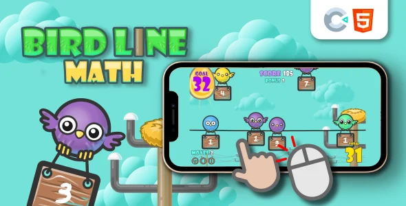 Bird Line Math – HTML5 Math Game (Construct 3)