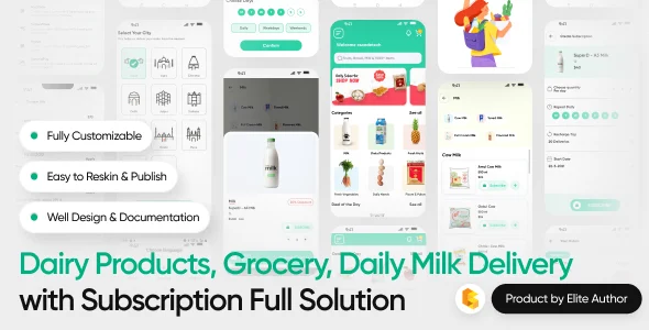Dairy Products, Grocery, Daily Milk Delivery Mobile App with Subscription | Customer & Delivery App