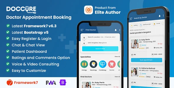 Doccure – Clinic and Hospital Appointment Scheduling PWA Mobile Template