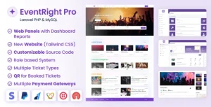 EventRight Pro – Ticket Sales and Event Booking & Management System with Website & Web Panels (SaaS)