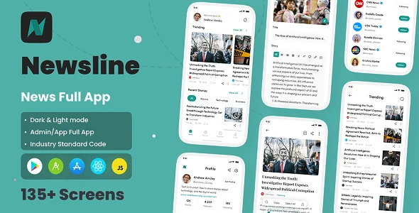 Newsline – News App – Reactnative App with Admin Panel Reactjs/Nodejs