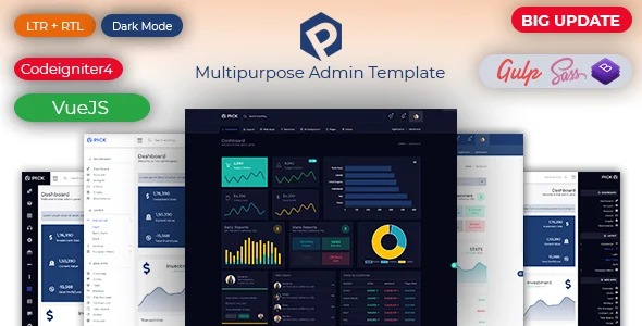 Pick – HTML, VueJS & Codeigniter 4 Responsive Admin Dashboard Template