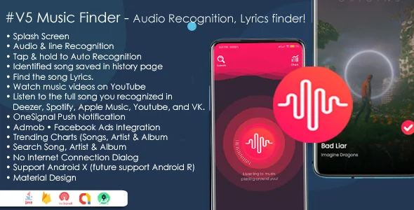 Music Finder – Audio & Lyrics Recognition, Trending & Search Music, Shazam Clone with Admob