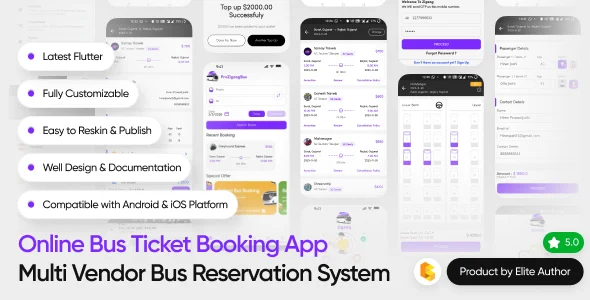 ProZigzagBus : Online Multi Vendor Bus Ticket Booking App & Reservation System Flutter Solution